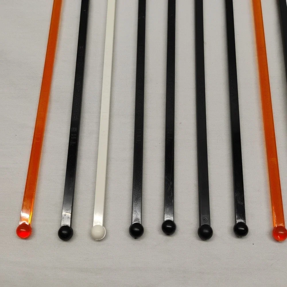 12 Vtg Plastic Swizzle Sticks Playboy‎ Club Orange Black Green White Advertising